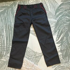 Robert de Vries Thick black cargo work pants size medium with red piping detail